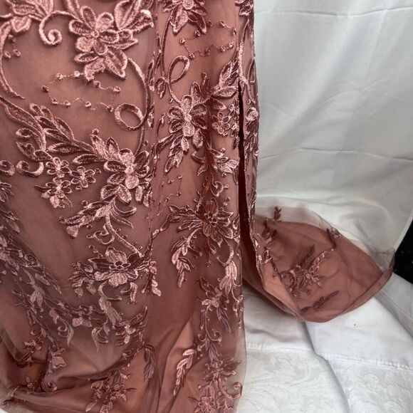 Azazie Norma Pink Lace Overlay Cold Shoulder Formal Dress ALTERED Size** A10/A14 - Picture 11 of 16